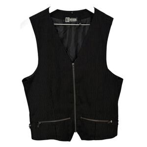 Social Collision Pinstripe Zip Up Vest - Men's Size M